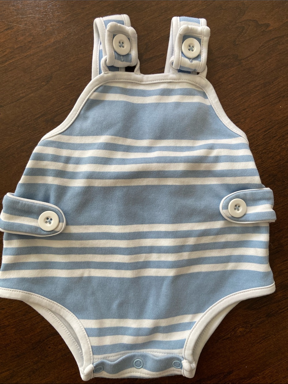 The Beaufort Bonnet Company Light Blue & White Striped Baby One-Piece